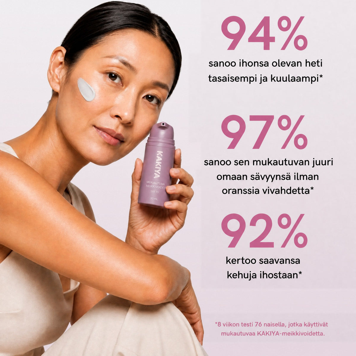 Kakiya sävyyn mukautuva anti-age-meikkivoide
